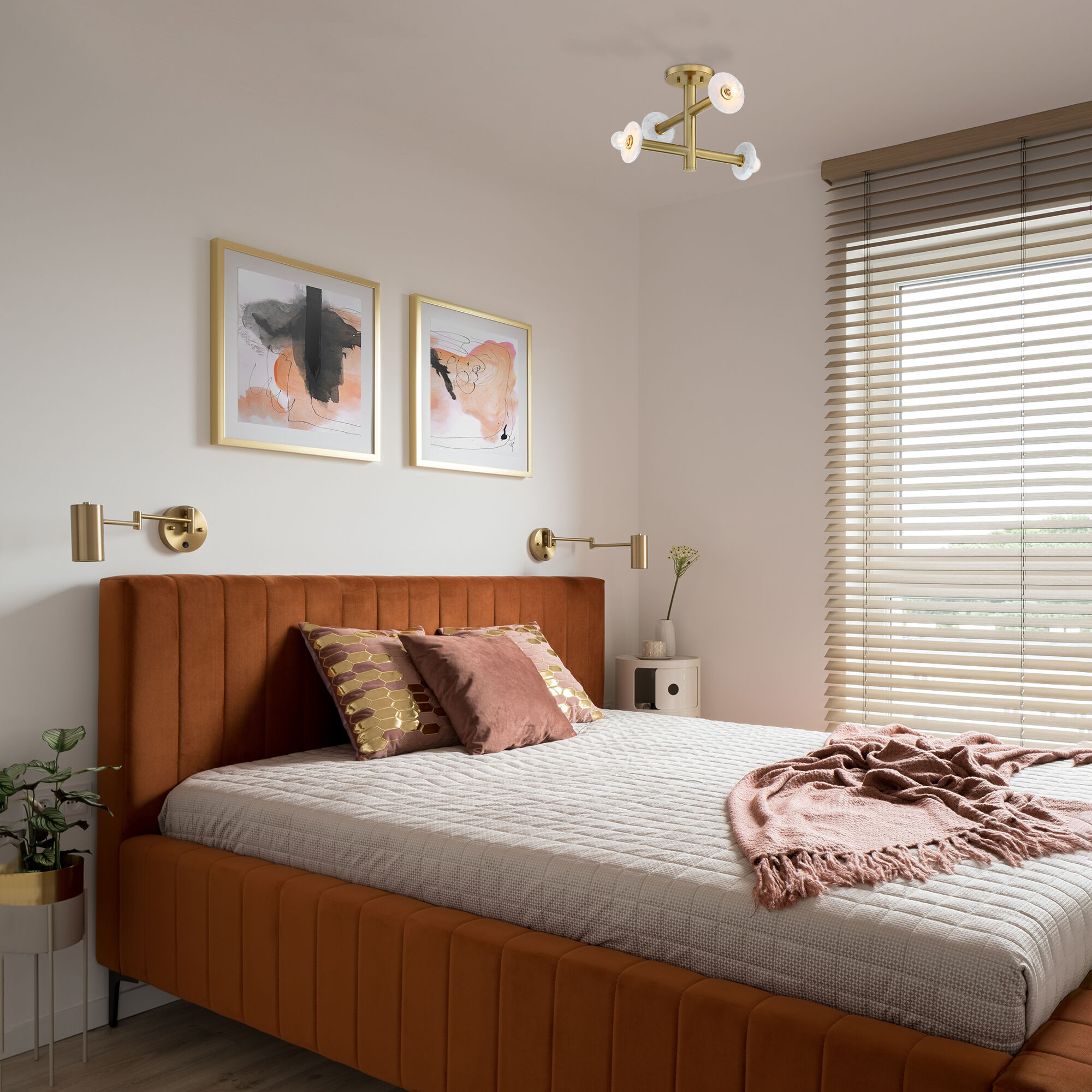 Fina 4 Light 16 inch Brushed Gold Semi Flush/Convertible Ceiling Light